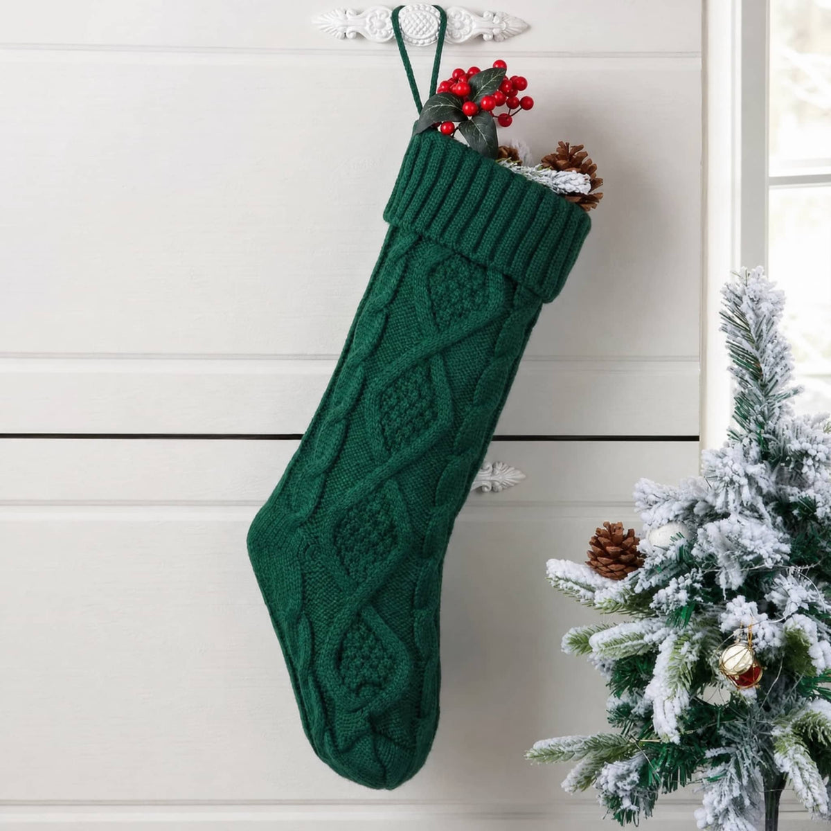 Large Cable-Knit Christmas Stocking 46 cm — Festive Decor 4