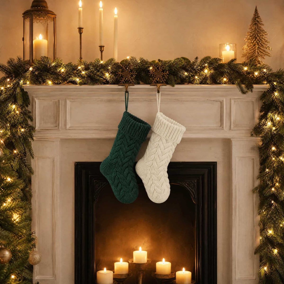 Cable Knit Polyester Christmas Stocking — 37 cm, 4 Colours 6