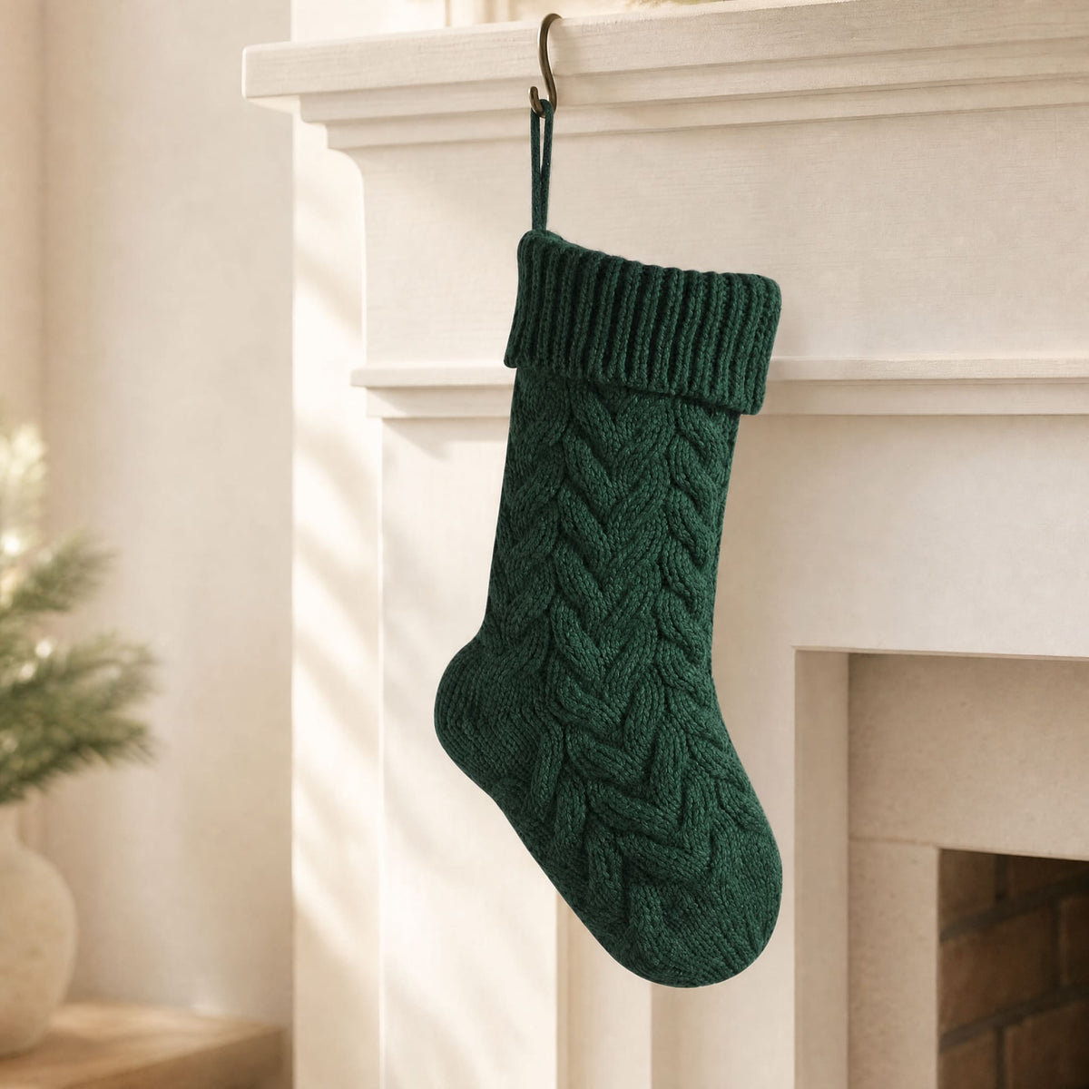 Cable Knit Polyester Christmas Stocking — 37 cm, 4 Colours 9