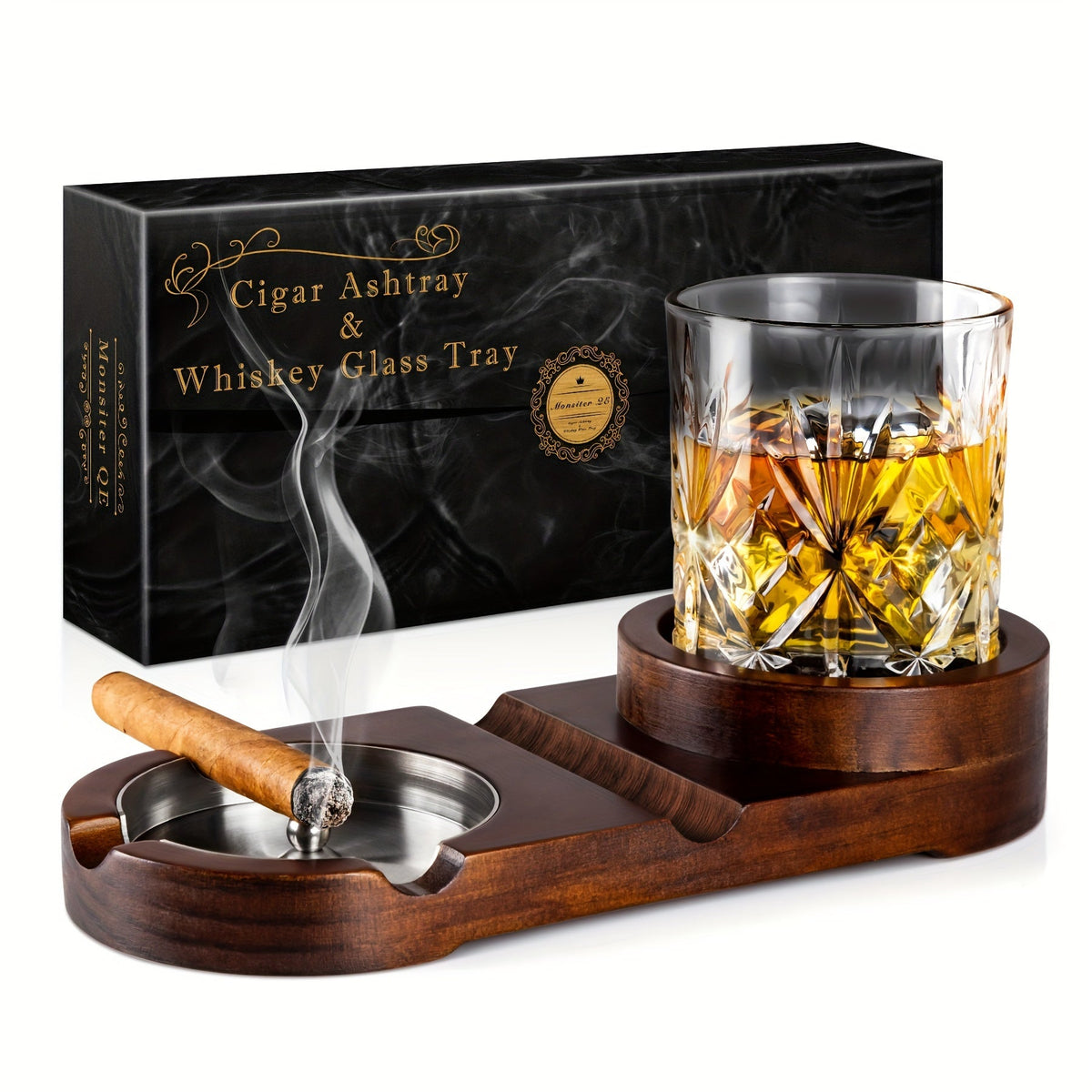 Gift for Dad — Cigar Ashtray & Whiskey Tray Set 6
