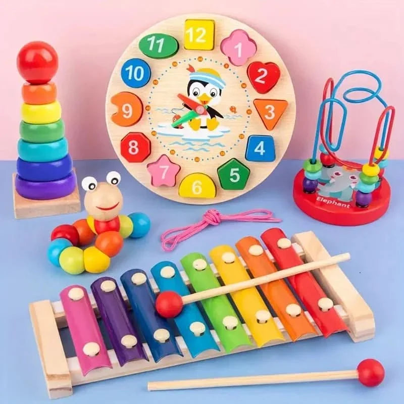 Montessori Toys 5-in-1 Wooden Set — Baby from 6 Months 3