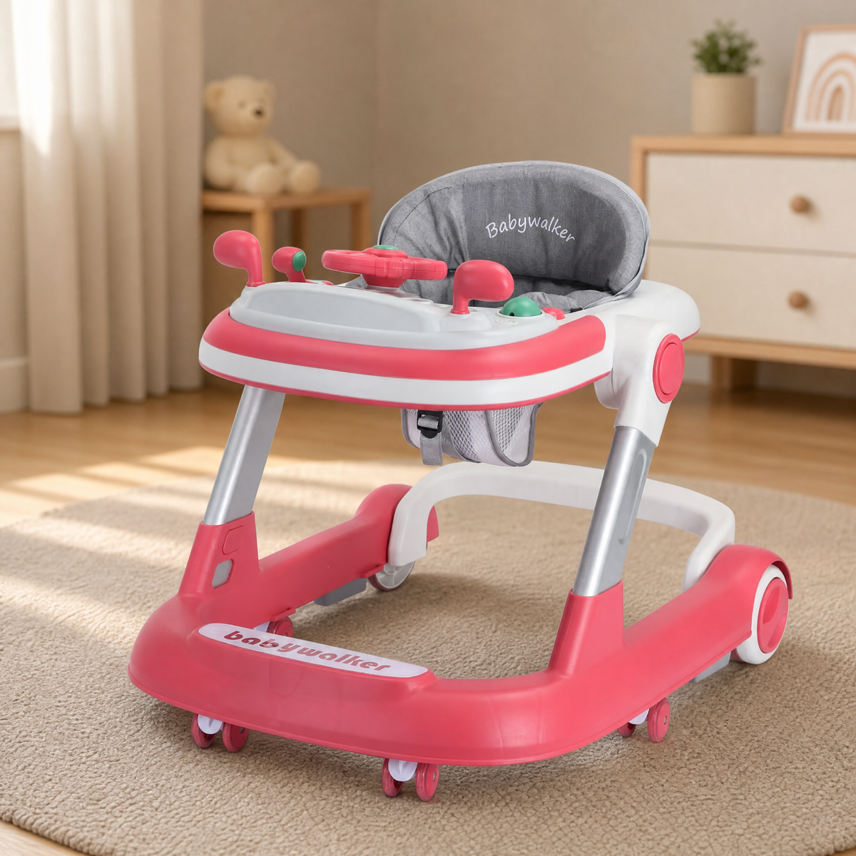 Baby Walker 2-in-1 with Musical Tray & 360° Wheels 8