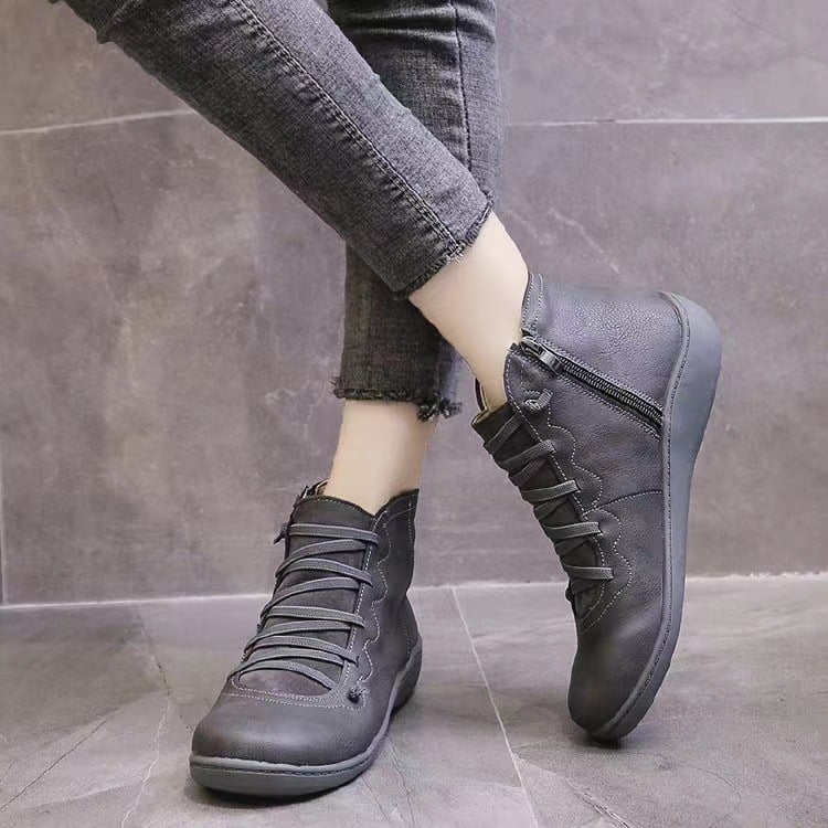 Women's Leather-Look Barefoot Flat Sole Ankle Boots 10