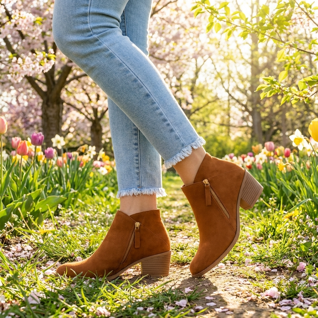 Women's Block Heel Ankle Boots — Pointed Toe Side Zip 6