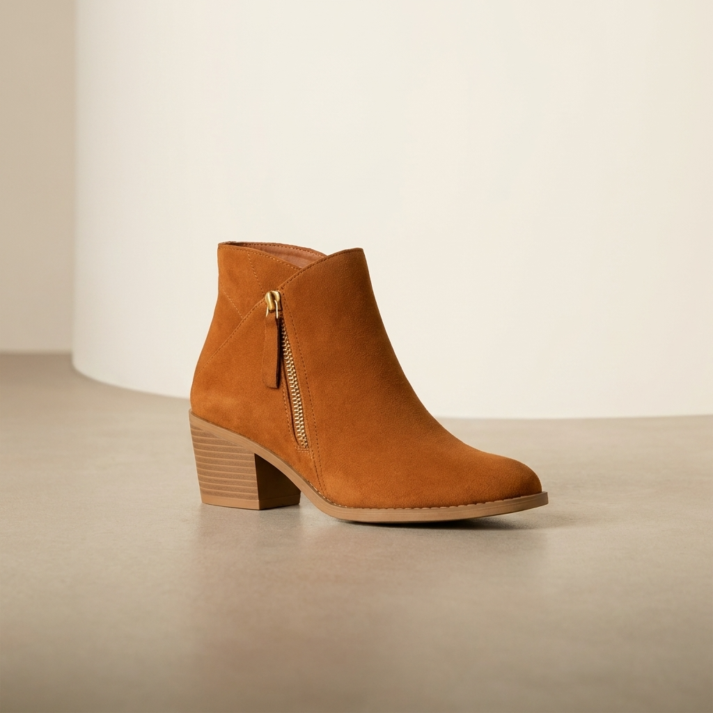 Women's Block Heel Ankle Boots — Pointed Toe Side Zip 3