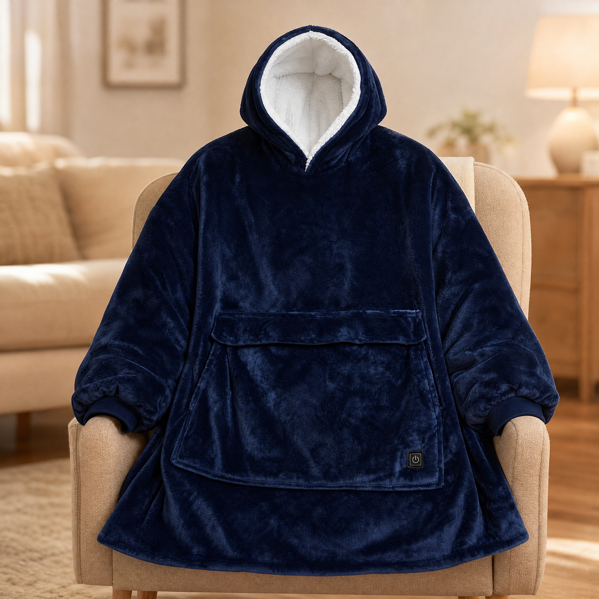 USB Heated Wearable Blanket Hoodie — One Size Flannel 1
