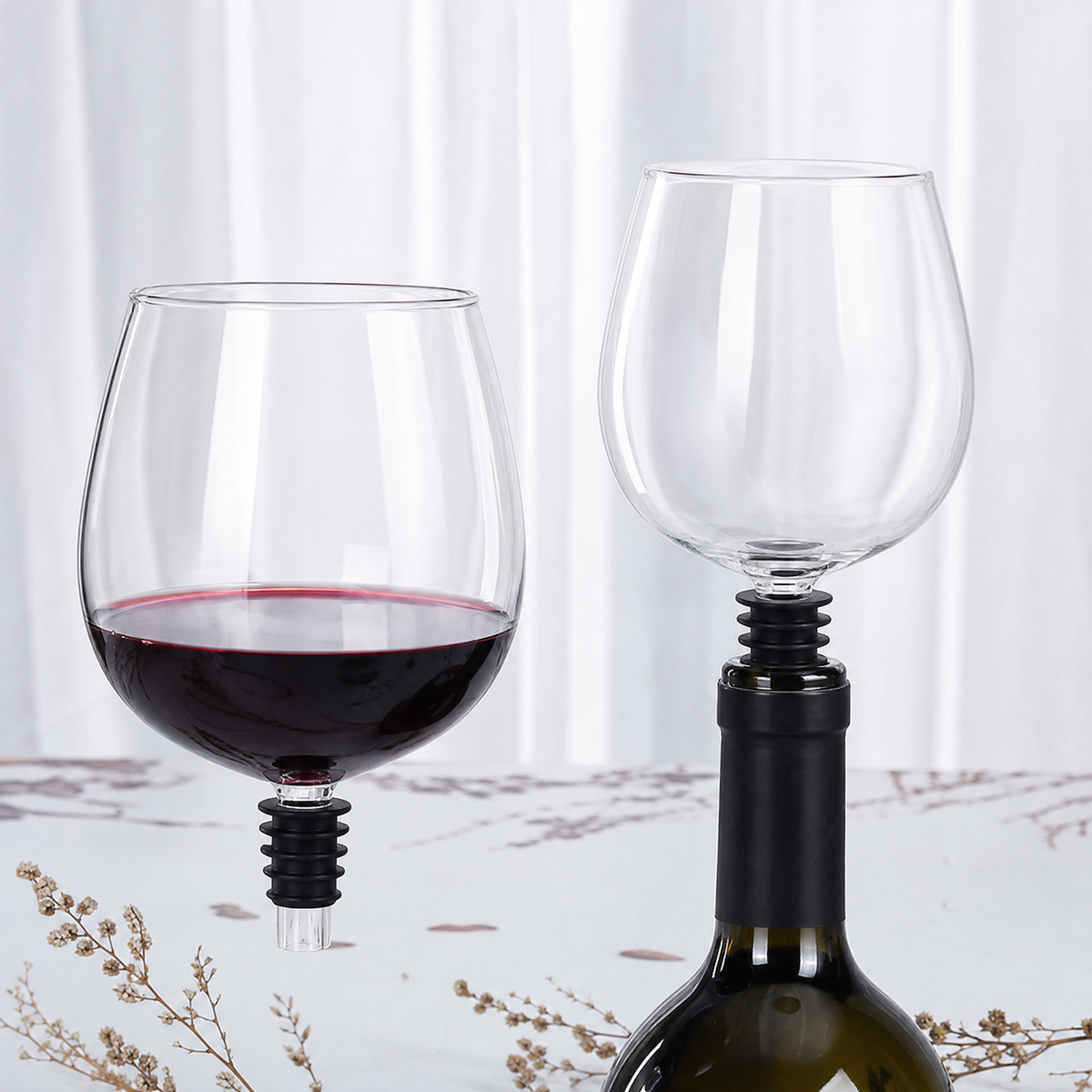 Wine Accessories — Stemless Glass with Bottle Stopper Base 4