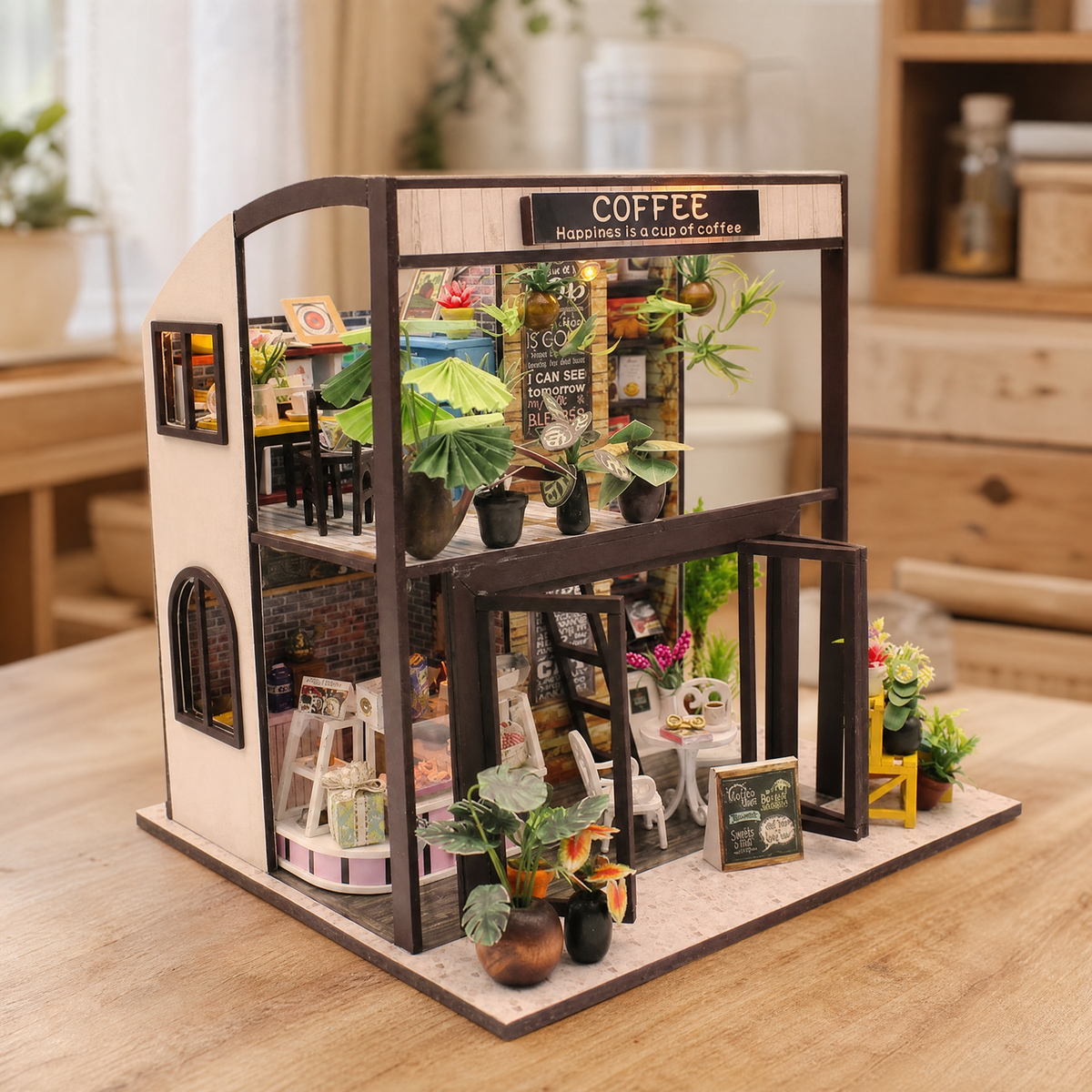 Dollhouse DIY Kit with LED Lights — Miniature Assembly Set 8