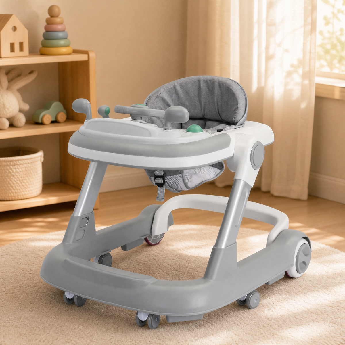 Baby Walker 2-in-1 with Musical Tray & 360° Wheels 5