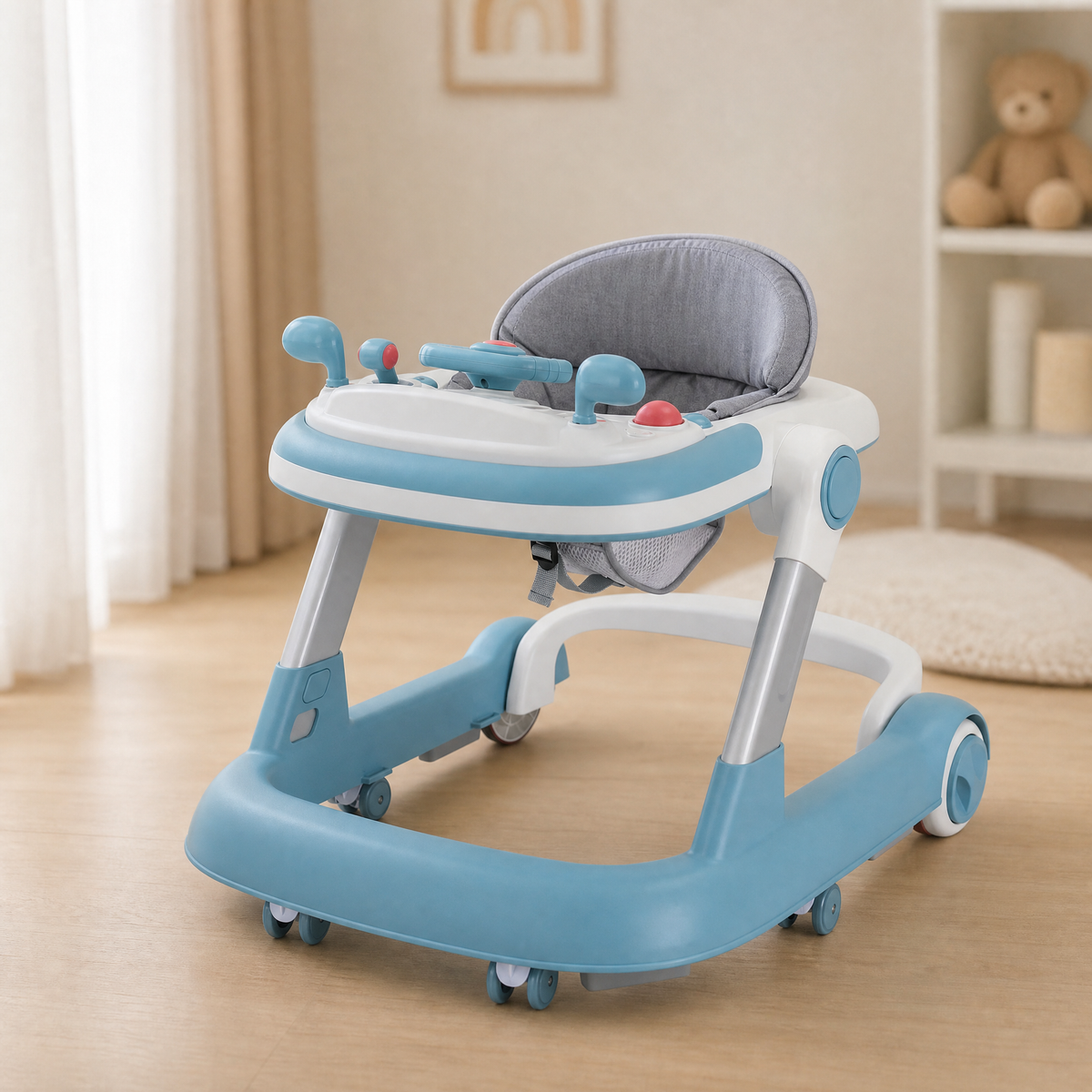 Baby Walker 2-in-1 with Musical Tray & 360° Wheels 6