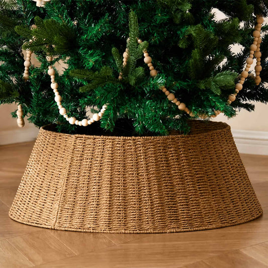 Woven Rattan Christmas Tree Collar — One Size Fits 5–9 ft Trees 1