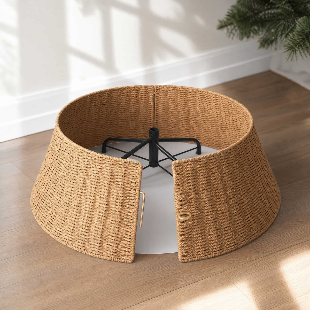 Woven Rattan Christmas Tree Collar — One Size Fits 5–9 ft Trees 4