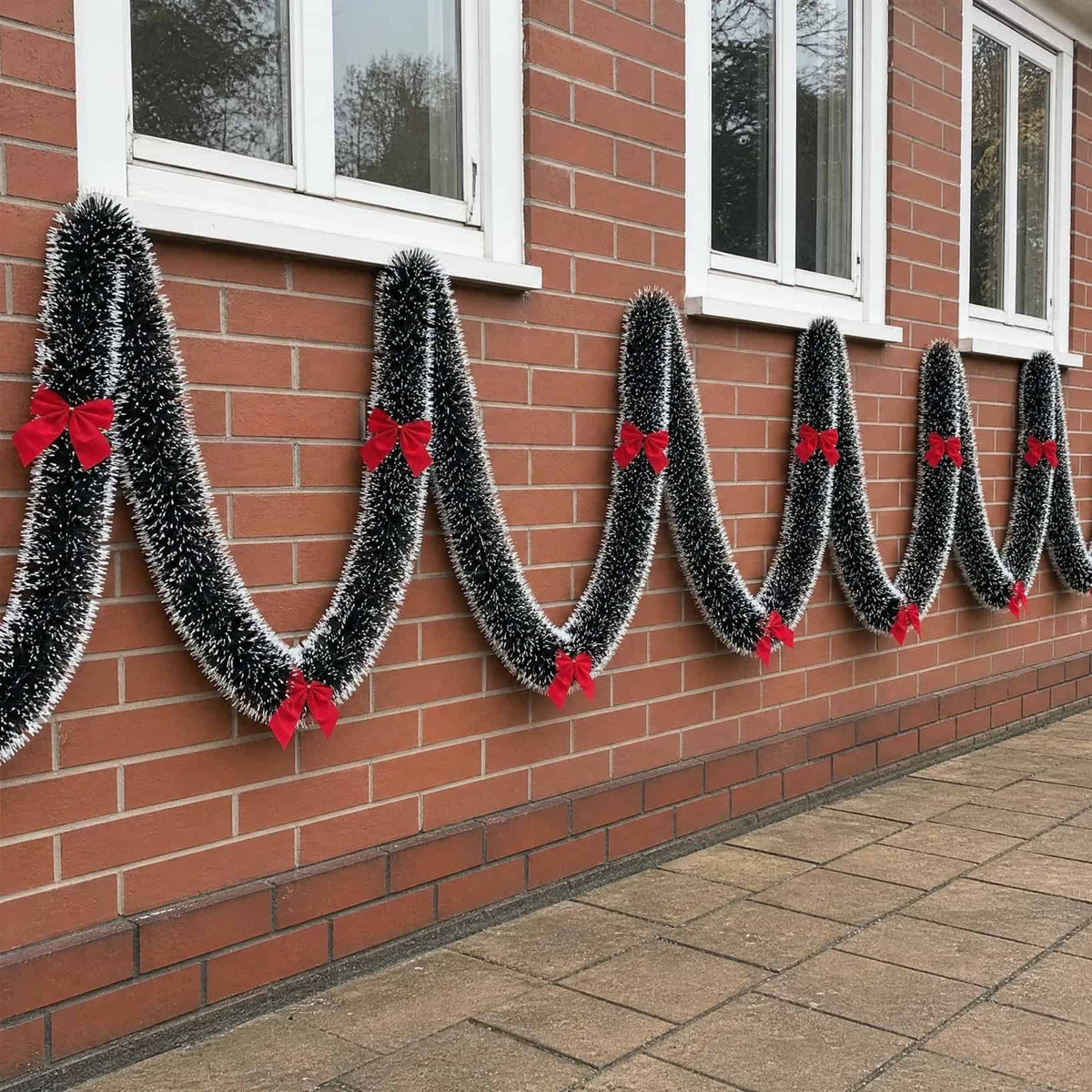 Christmas Tinsel Garland 2m — Snow-Tipped Dark Green PVC 2