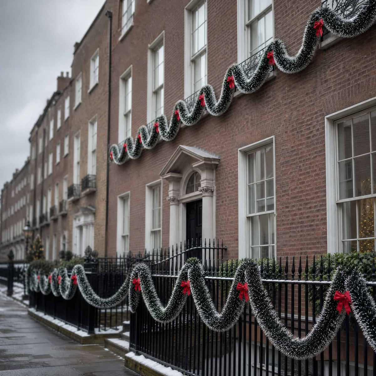 Christmas Tinsel Garland 2m — Snow-Tipped Dark Green PVC 6