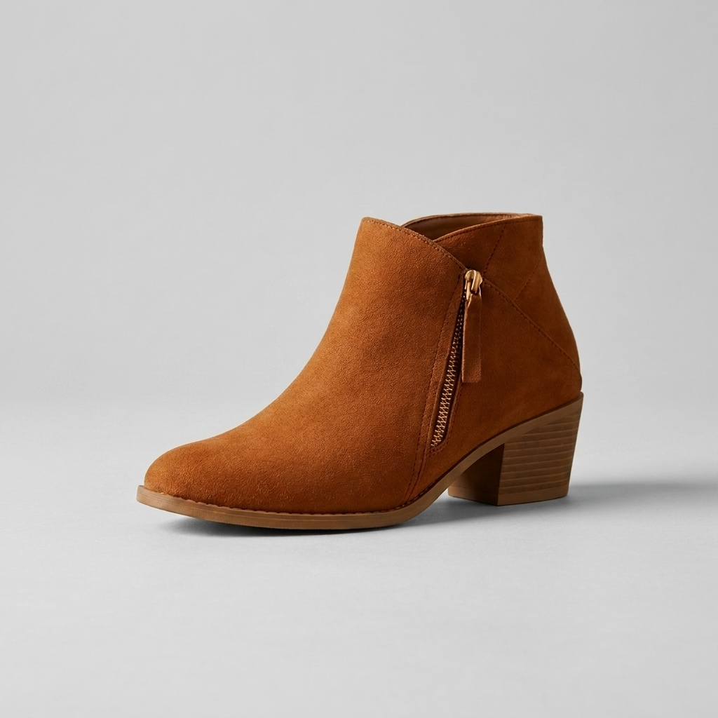 Women's Block Heel Ankle Boots — Pointed Toe Side Zip 1