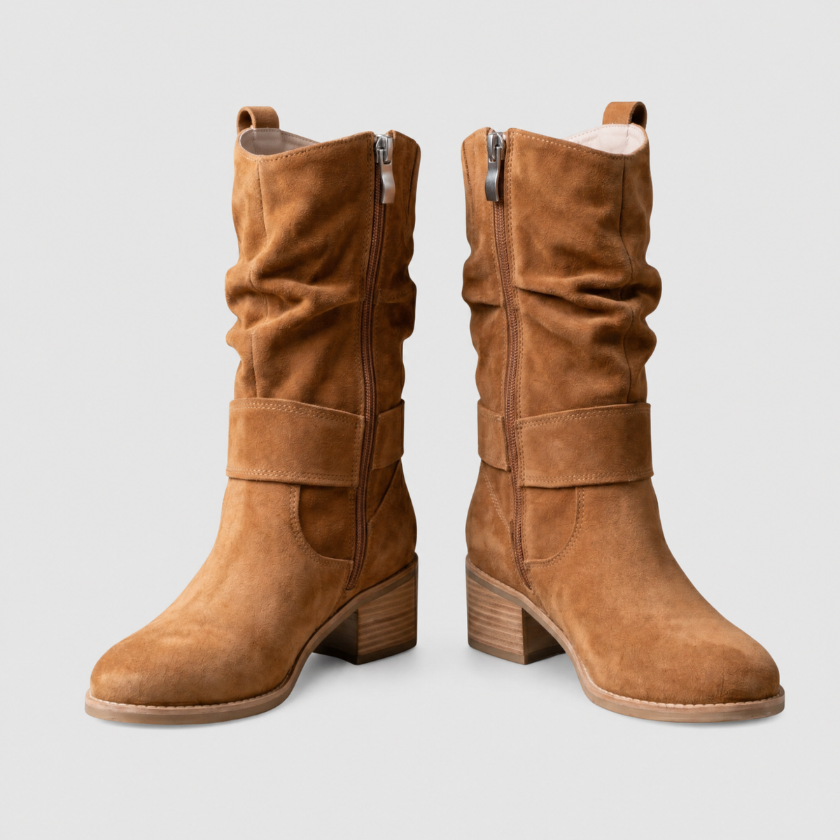 Women's Suede-Look Slouchy Ankle Boots — Side Zip & Orthopaedic Footbed 1