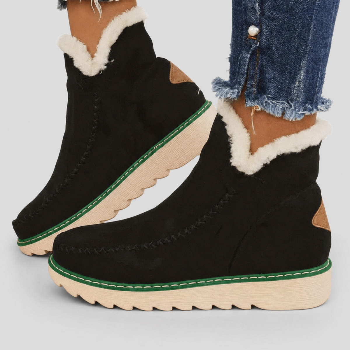 Women's Fleece Lined Platform Ankle Boots — Slip-On 1