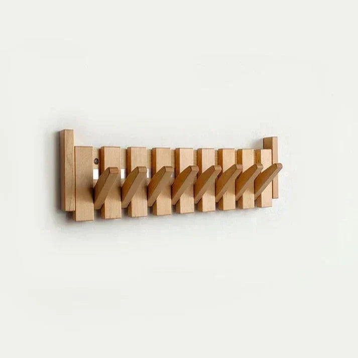 Piano Key Wooden Wall Coat Rack — Walnut & Beech Hook 6