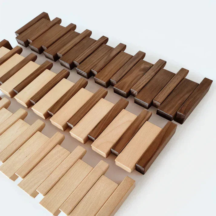 Piano Key Wooden Wall Coat Rack — Walnut & Beech Hook 7