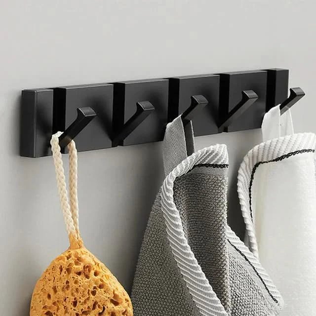 Foldable Wall Hook Rail — Aluminium, 2–6 Hooks, Gold or Black 13