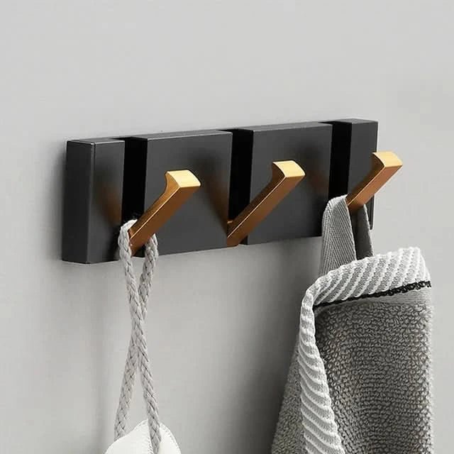 Foldable Wall Hook Rail — Aluminium, 2–6 Hooks, Gold or Black 8