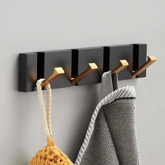 Foldable Wall Hook Rail — Aluminium, 2–6 Hooks, Gold or Black 10