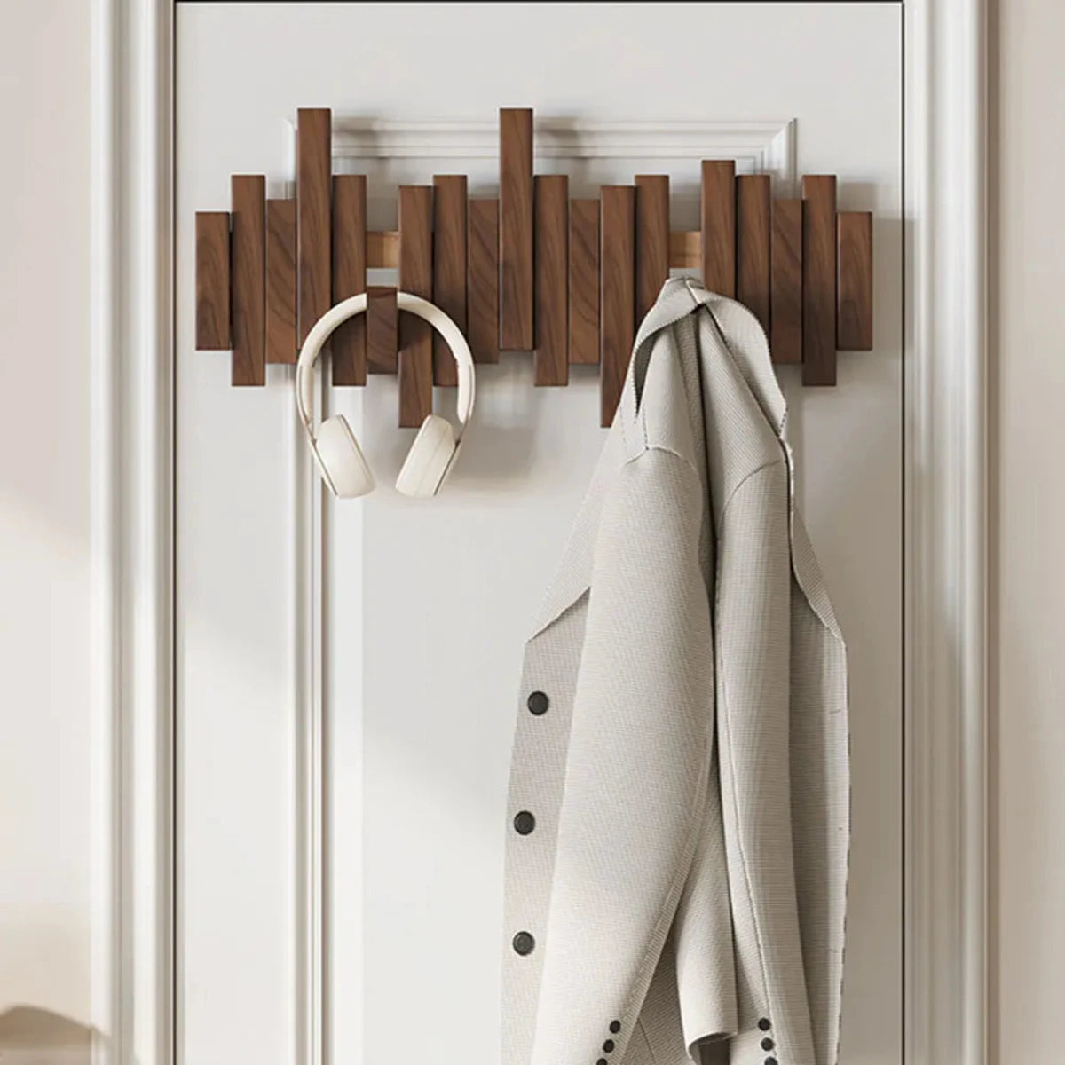 Piano Key Wall Coat Rack — Solid Walnut or Beech Wood 1