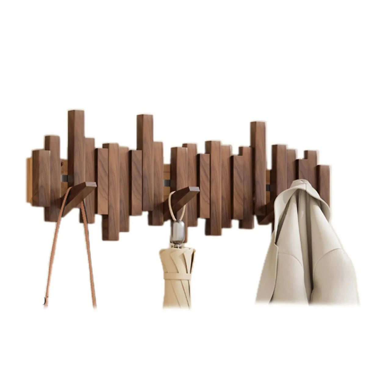 Piano Key Wall Coat Rack — Solid Walnut or Beech Wood 2