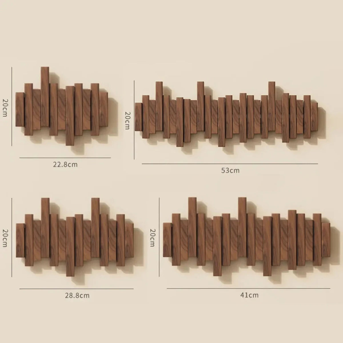 Piano Key Wall Coat Rack — Solid Walnut or Beech Wood 3