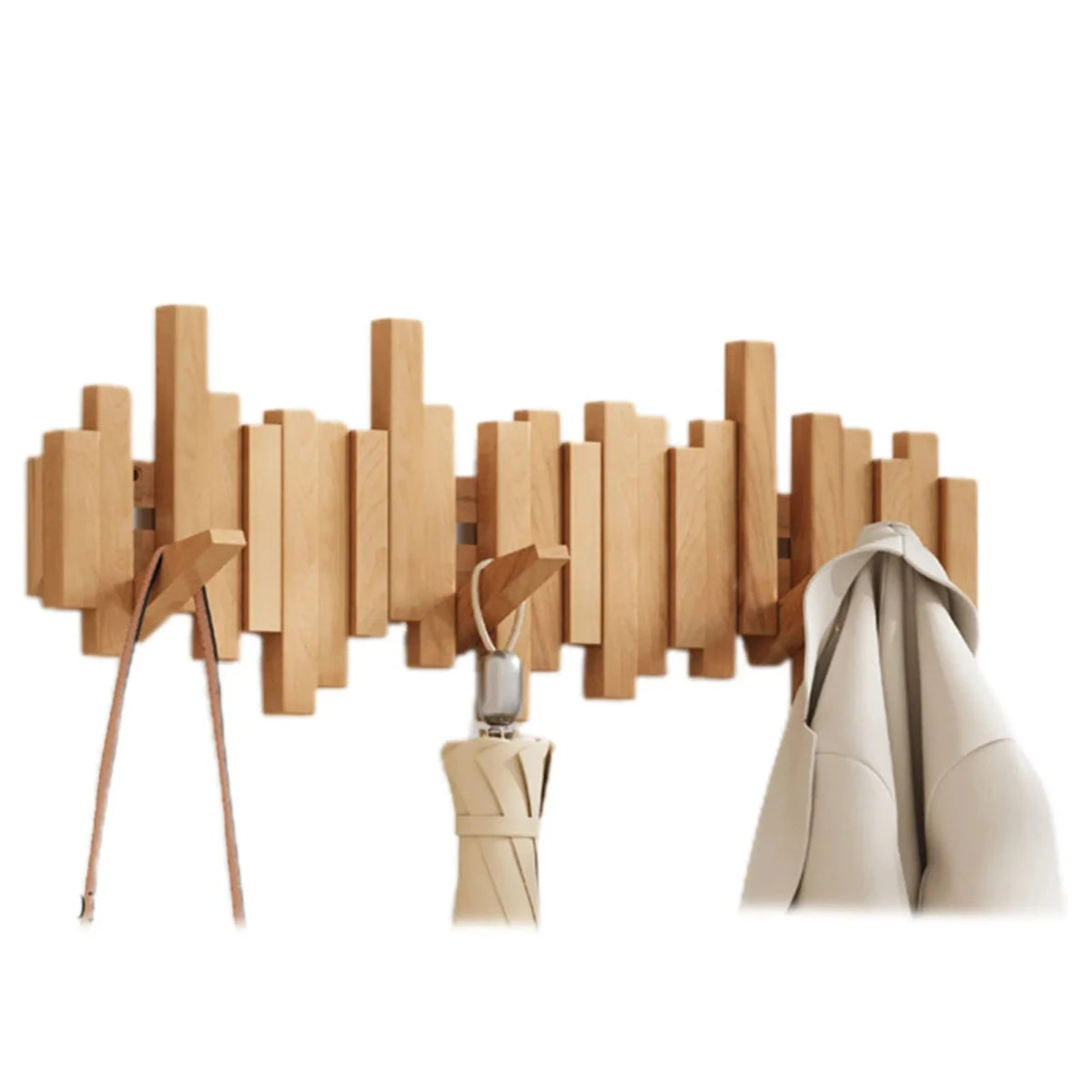 Piano Key Wall Coat Rack — Solid Walnut or Beech Wood 4