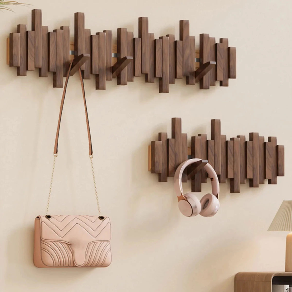Piano Key Wall Coat Rack — Solid Walnut or Beech Wood 6