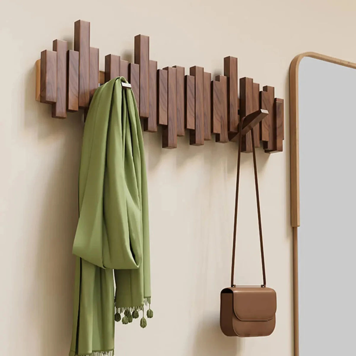 Piano Key Wall Coat Rack — Solid Walnut or Beech Wood 8