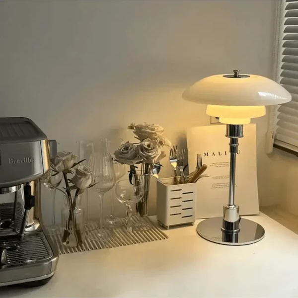 Scandinavian Glass Table Lamp — Warm Ambient LED Light 6