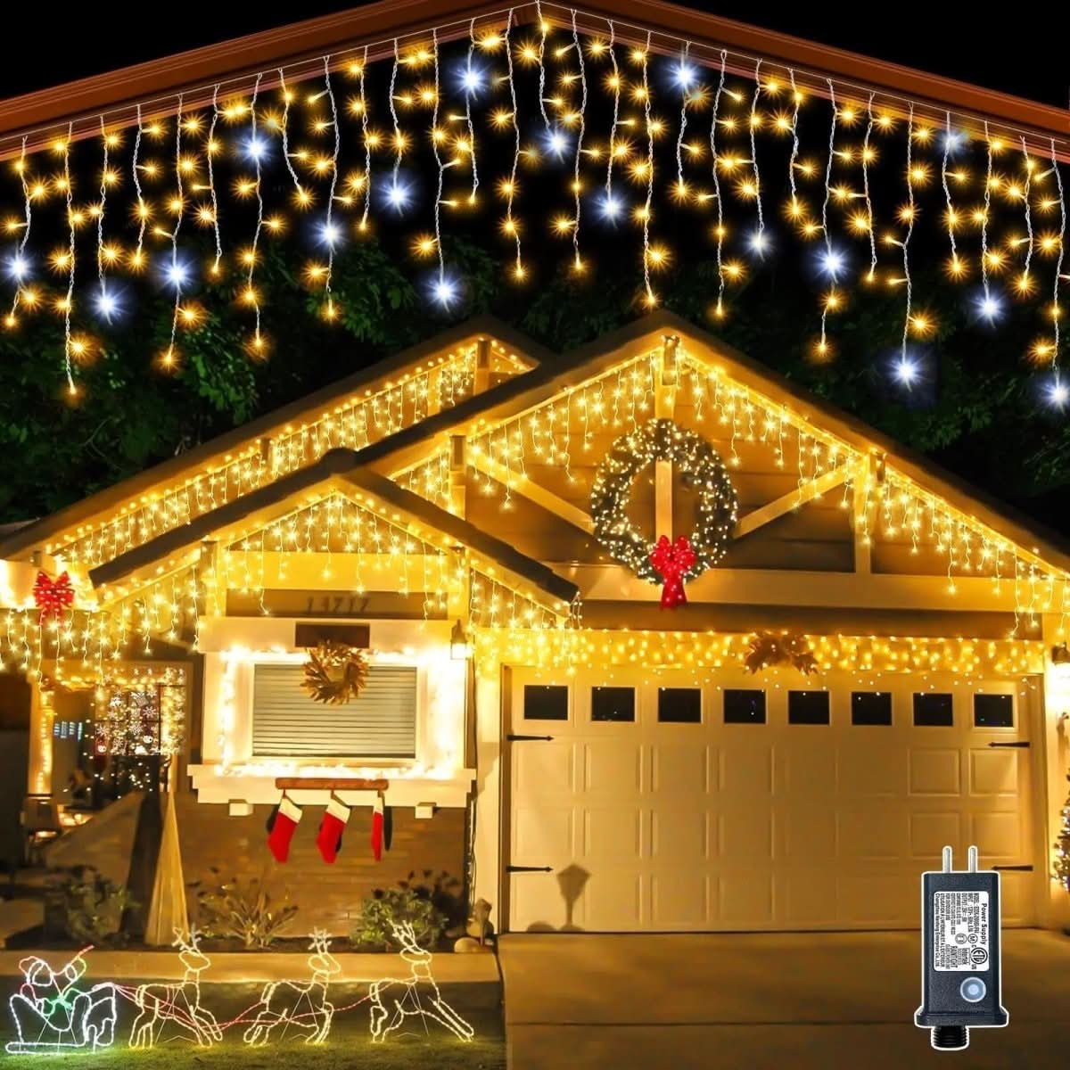 LED Garden Curtain Lights — 96 LEDs, IP44, 8 Modes, 4m Wide 1