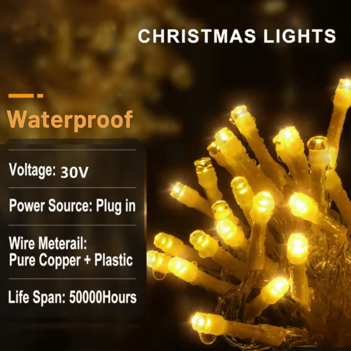 LED Garden Curtain Lights — 96 LEDs, IP44, 8 Modes, 4m Wide 3