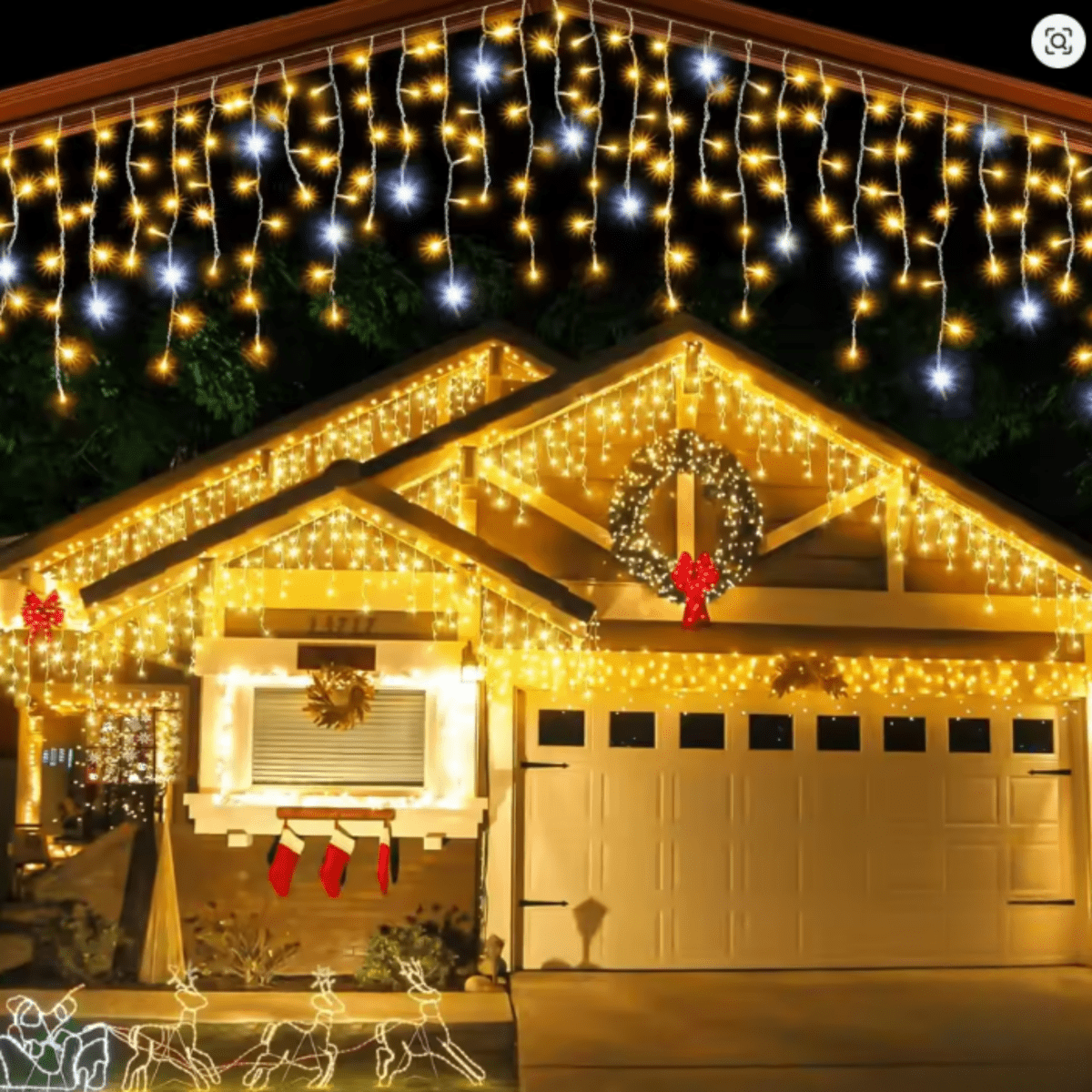 LED Garden Curtain Lights — 96 LEDs, IP44, 8 Modes, 4m Wide 7