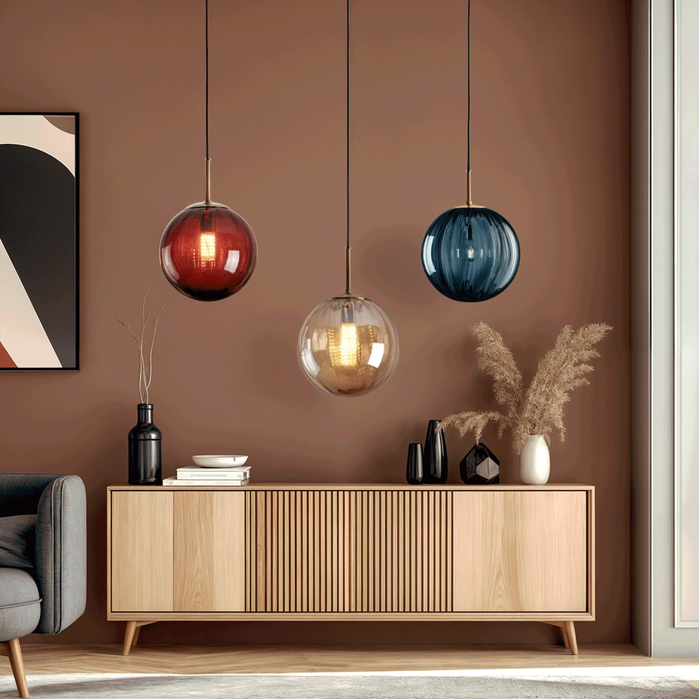 Coloured Glass Ball Pendant Light — E14 Ceiling Fitting 2