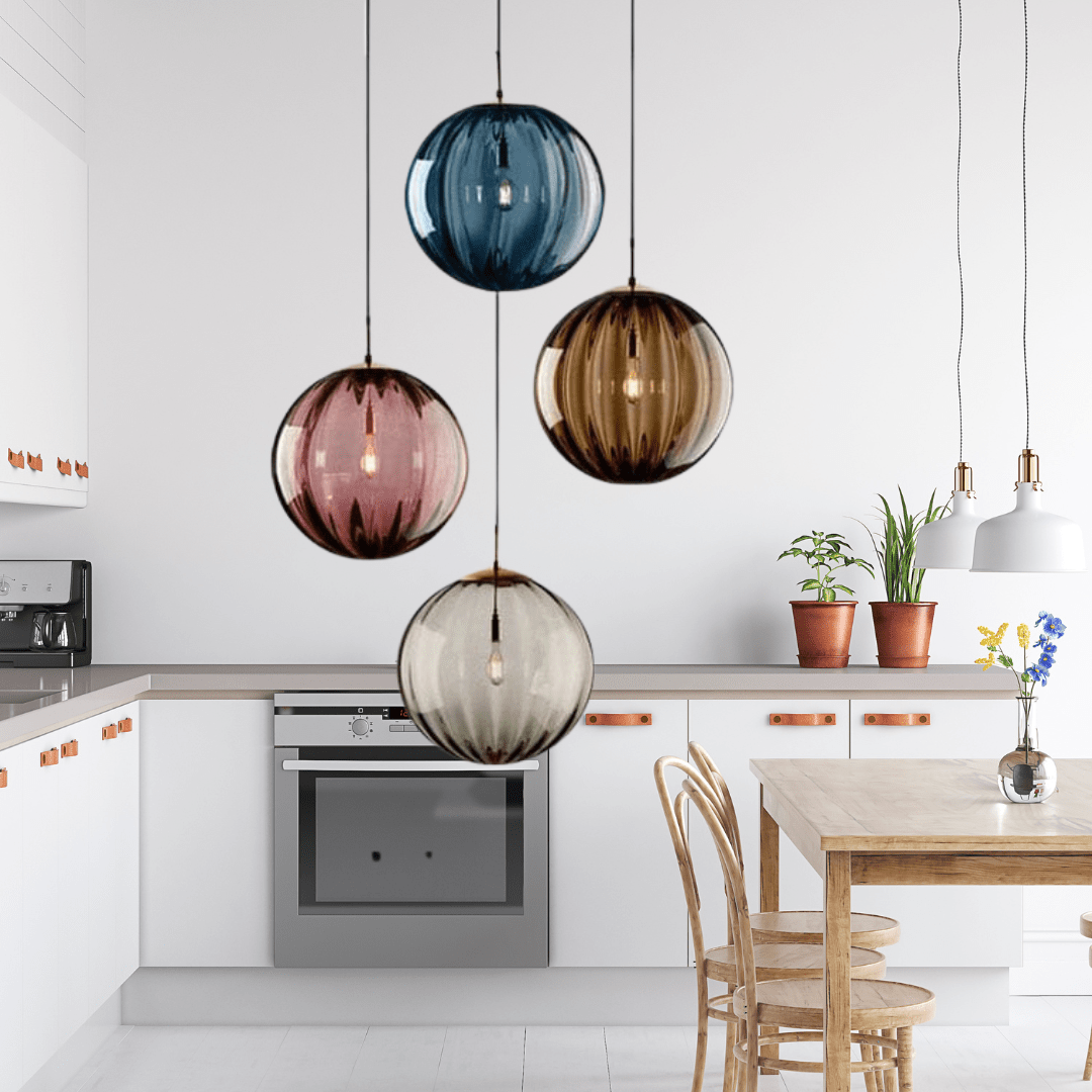 Coloured Glass Ball Pendant Light — E14 Ceiling Fitting 1