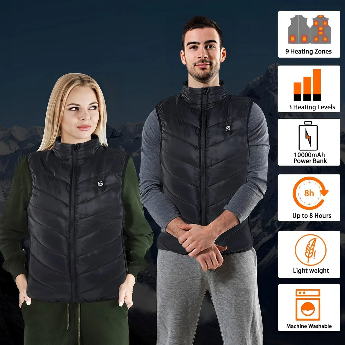 Unisex Carbon Fibre Heated Vest — 9 Zones, Up to 8 Hrs 4