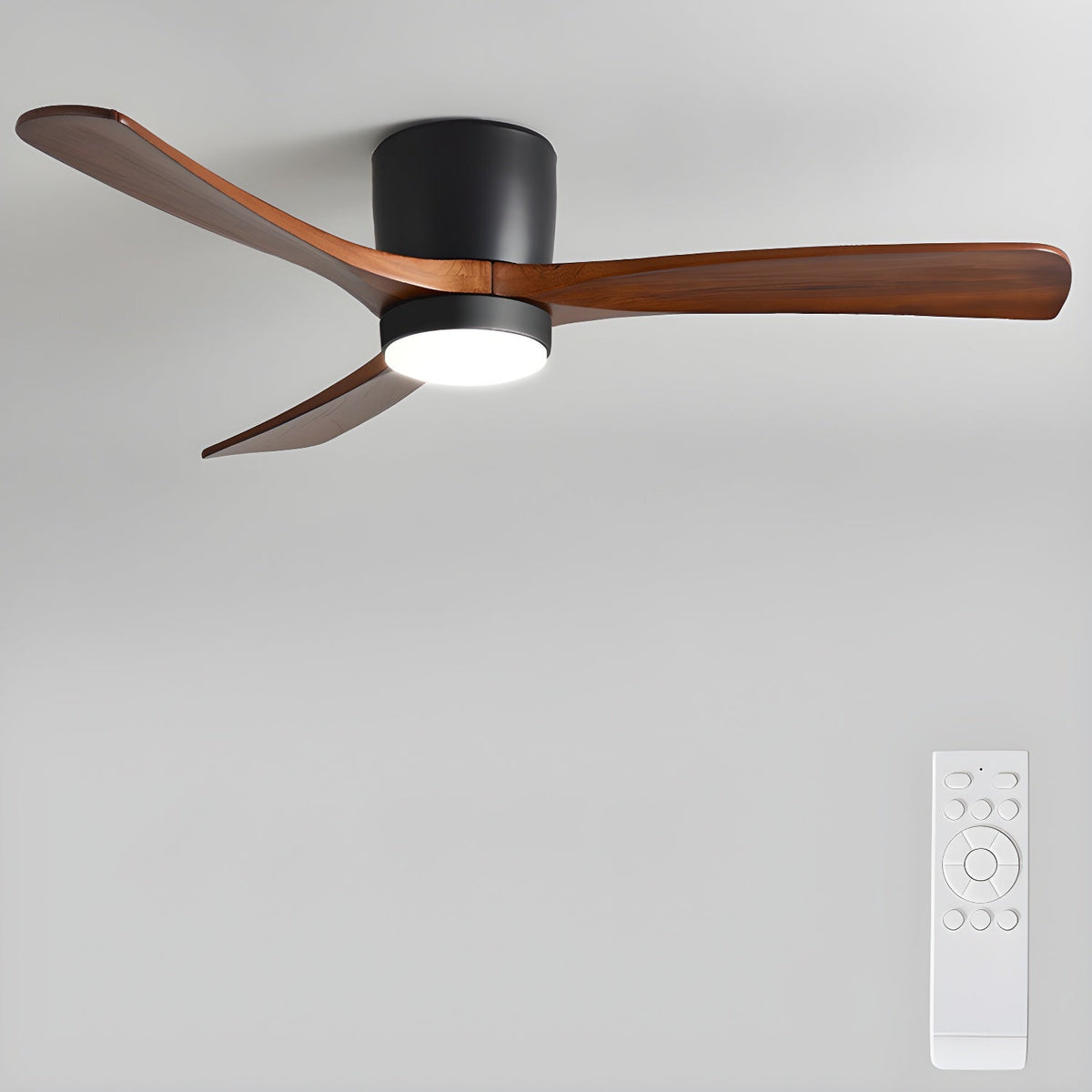 Nordic Wooden Ceiling Fan Light with Remote & LED 10