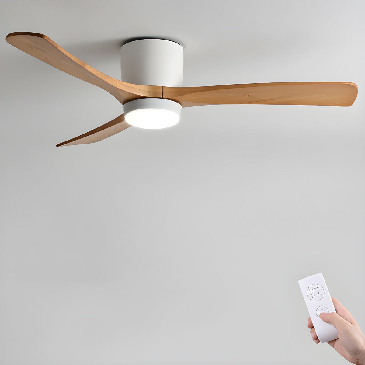 Nordic Wooden Ceiling Fan Light with Remote & LED 14