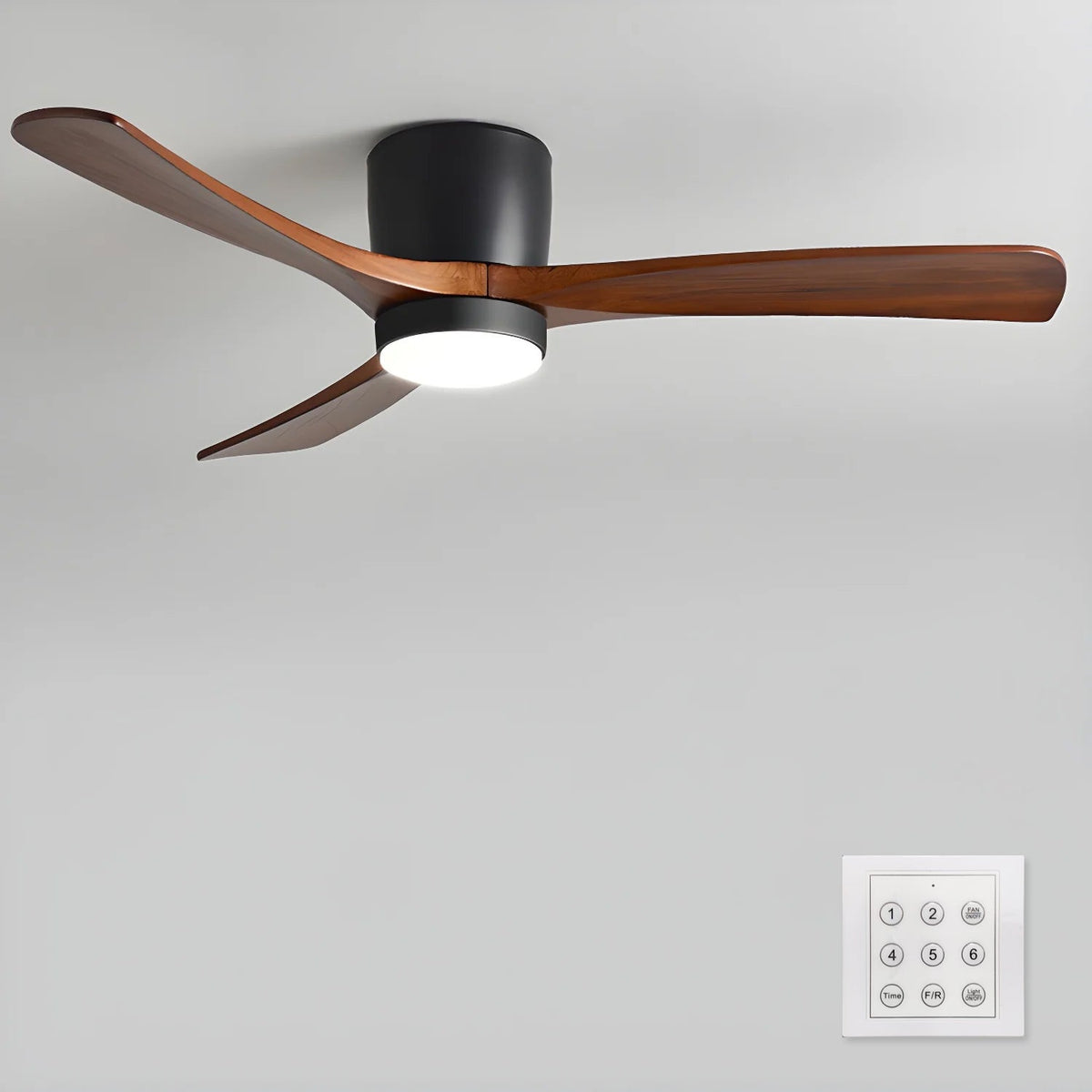Nordic Wooden Ceiling Fan Light with Remote & LED 16