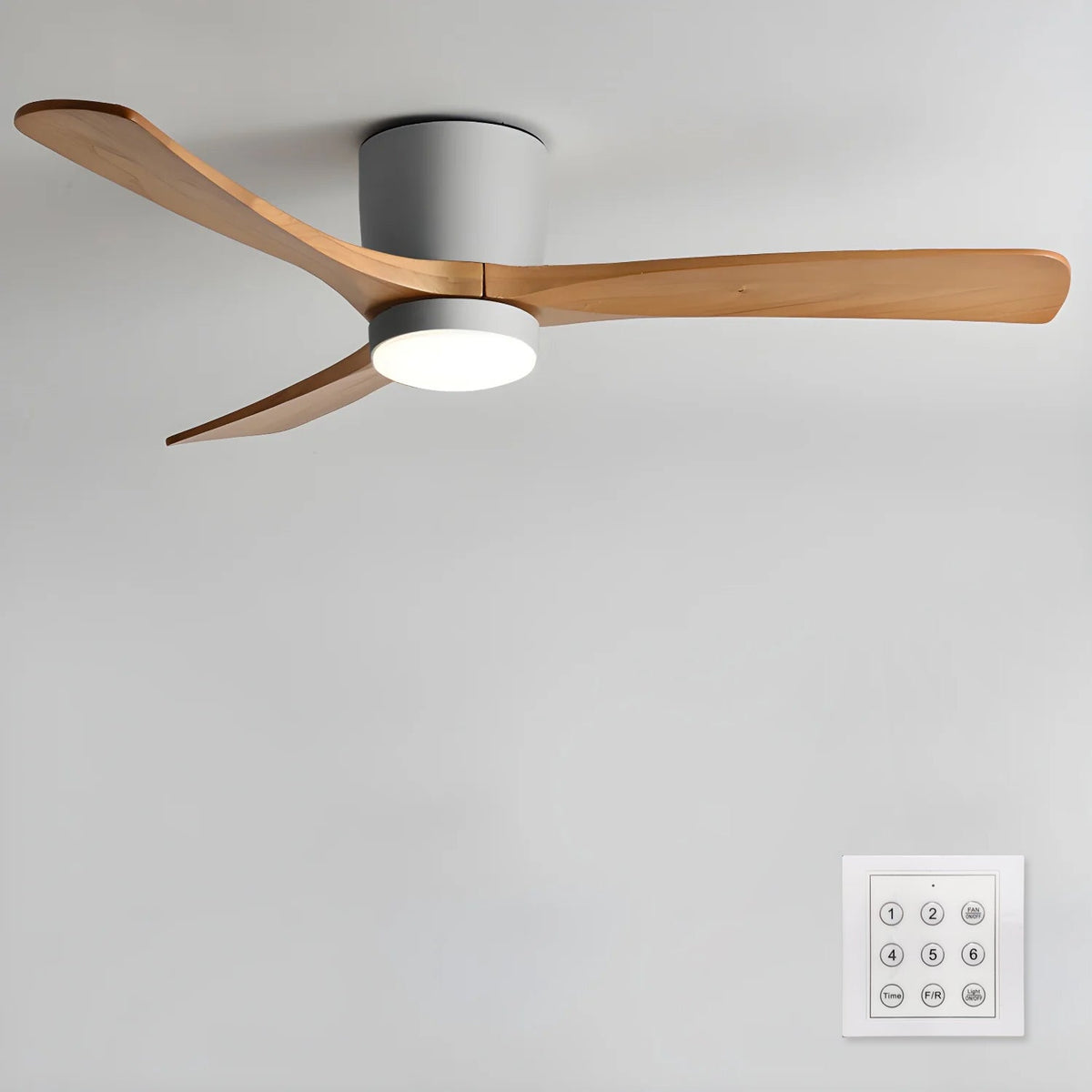 Nordic Wooden Ceiling Fan Light with Remote & LED 17