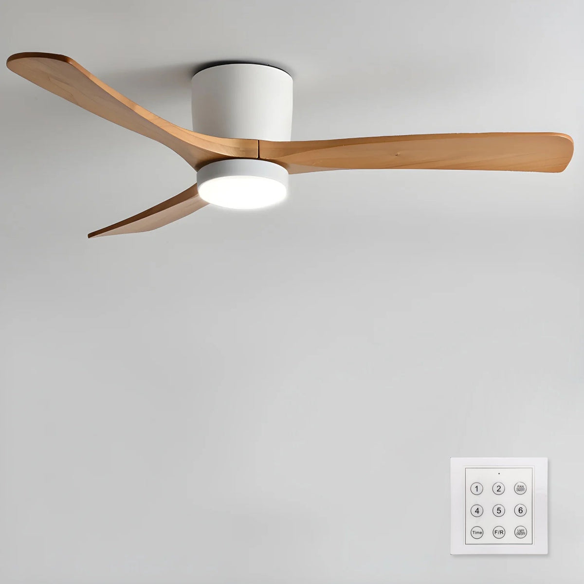Nordic Wooden Ceiling Fan Light with Remote & LED 18