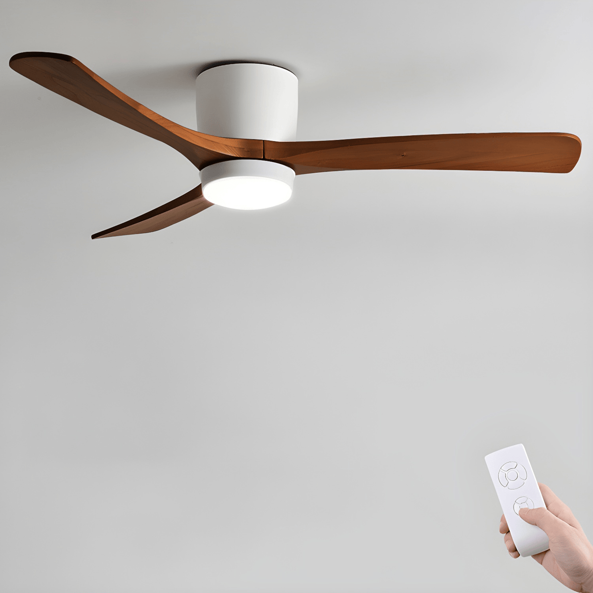 Nordic Wooden Ceiling Fan Light with Remote & LED 21