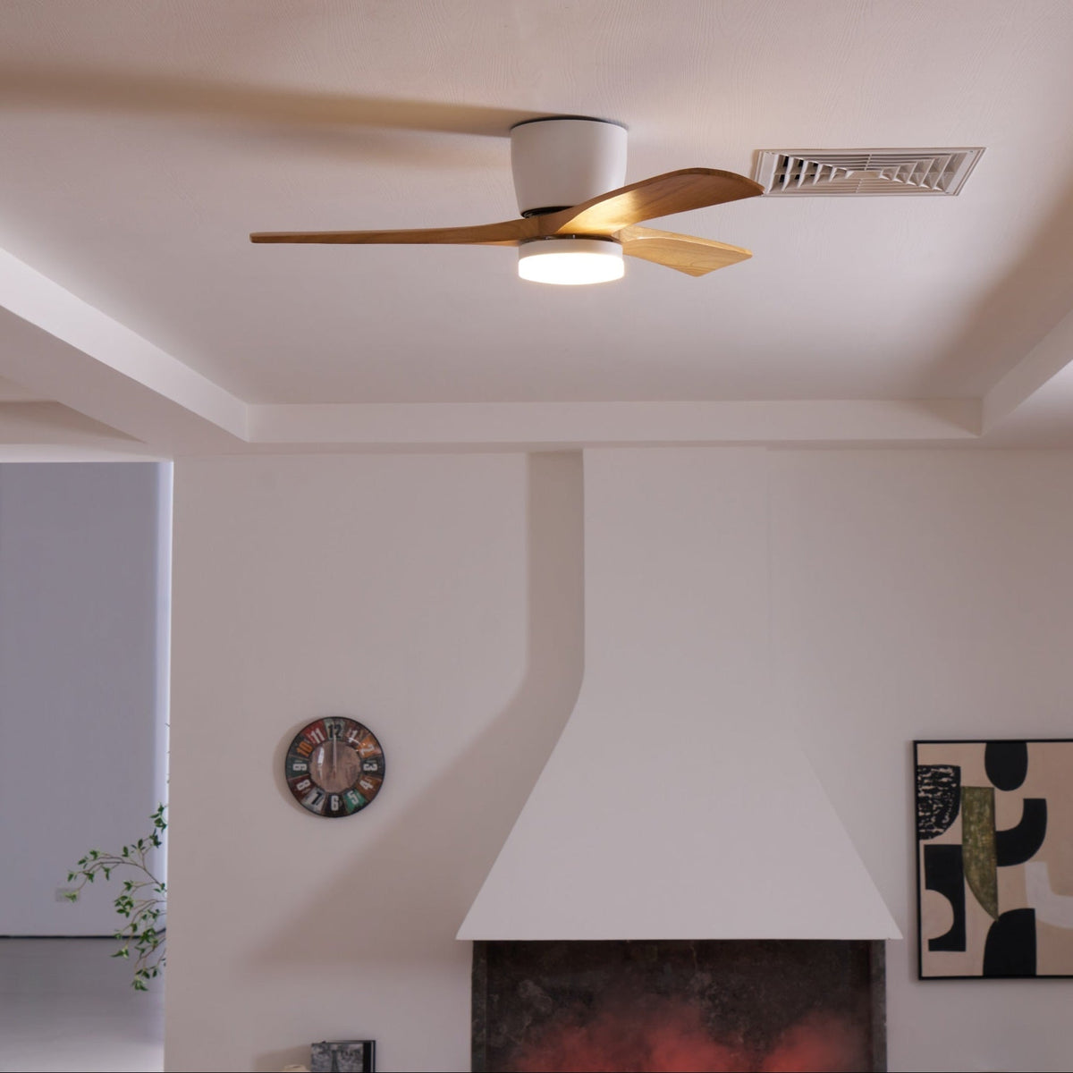 Nordic Wooden Ceiling Fan Light with Remote & LED 23