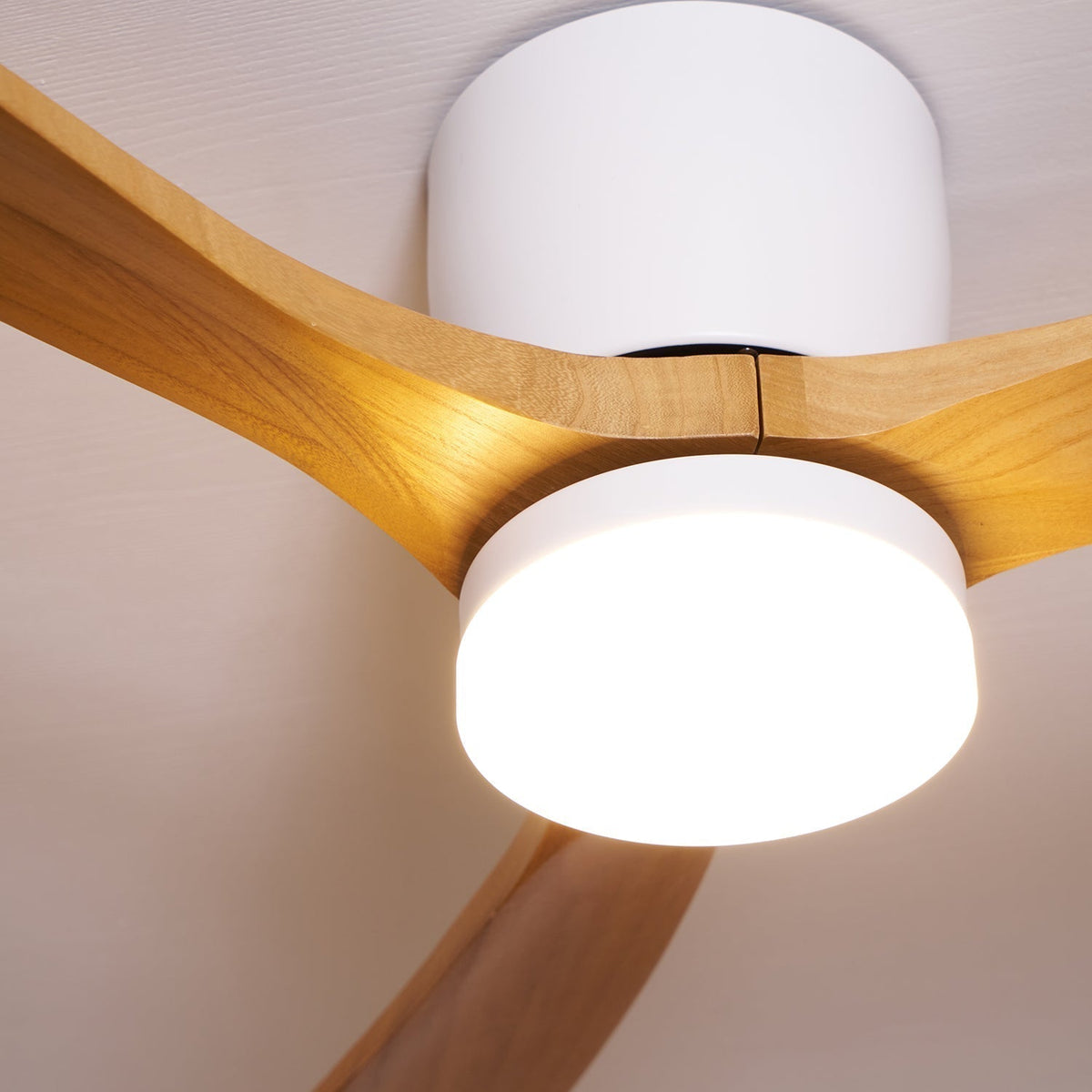 Nordic Wooden Ceiling Fan Light with Remote & LED 25