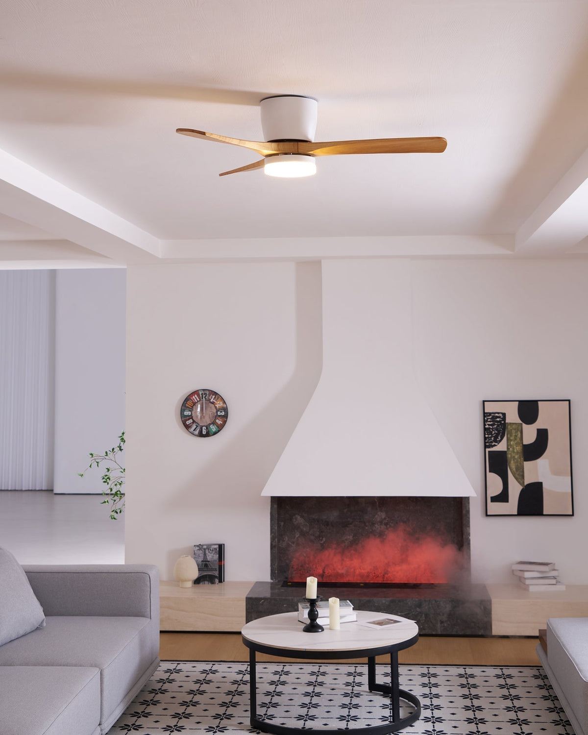 Nordic Wooden Ceiling Fan Light with Remote & LED 27