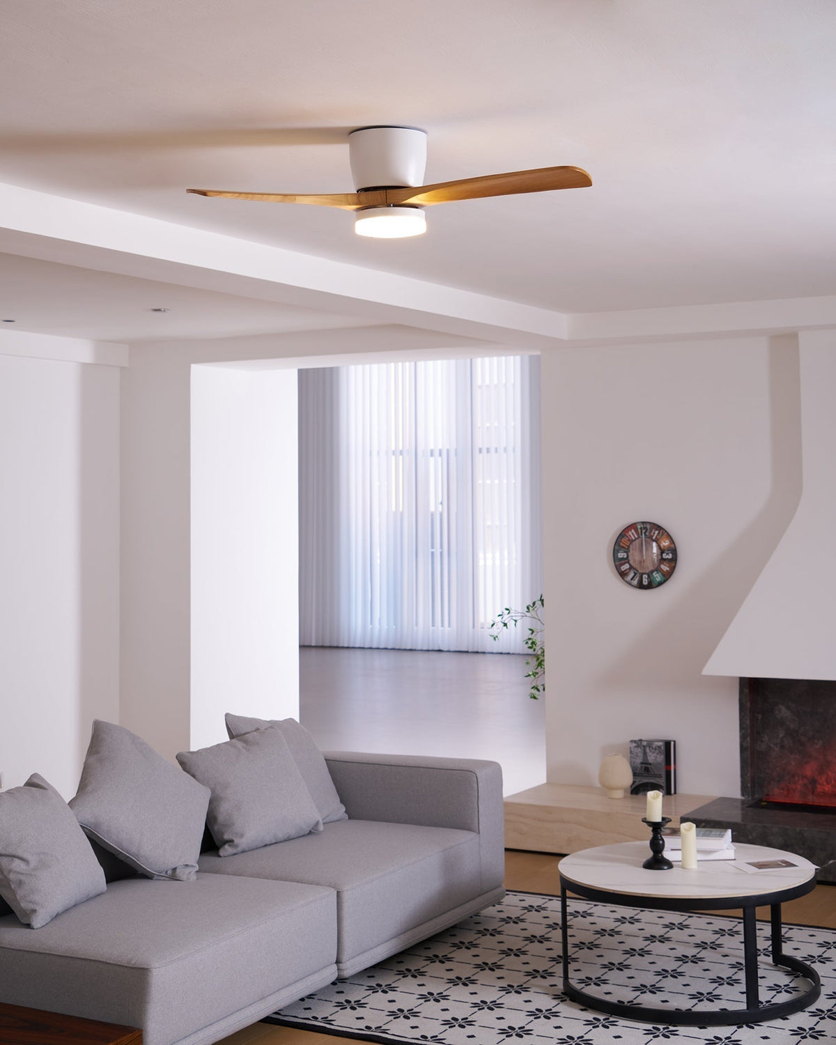 Nordic Wooden Ceiling Fan Light with Remote & LED 28