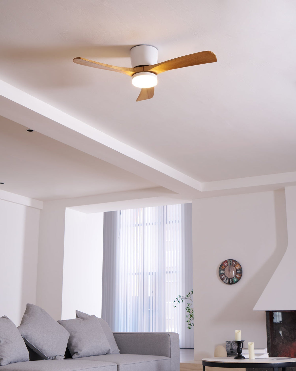 Nordic Wooden Ceiling Fan Light with Remote & LED 29